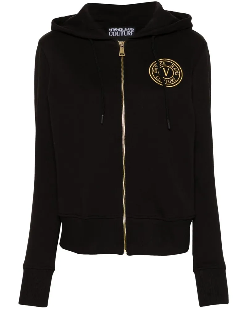 Versace Jeans Kapuzenjacke mit Logo-Stickerei - Schwarz Schwarz