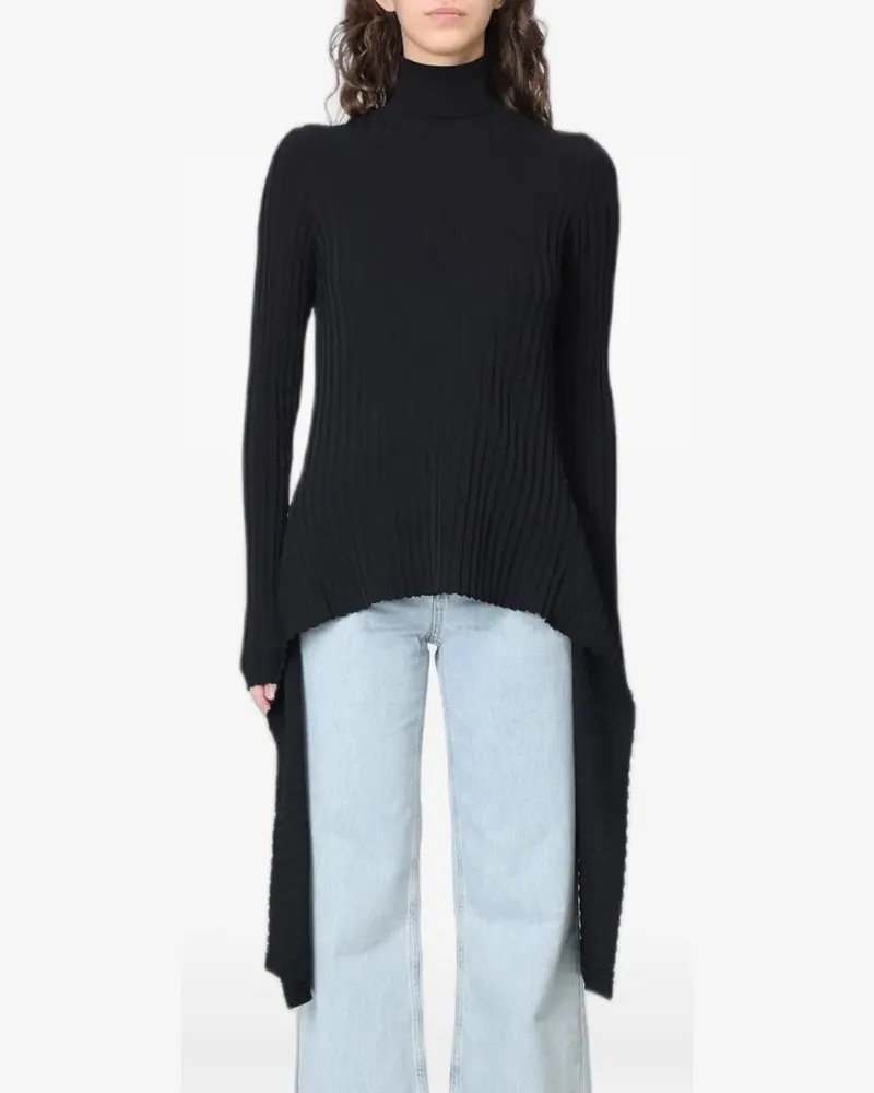 Moschino Gerippter Pullover mit asymmetrischem Saum - Schwarz Schwarz