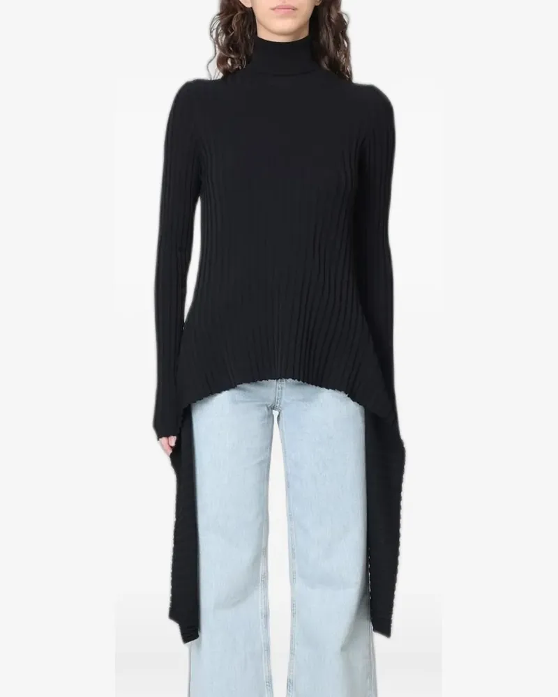 Moschino ribbed asymmetric-hem sweater - Schwarz Schwarz
