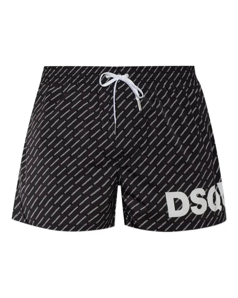Dsquared2 logo-pattern drawstring swim shorts - Schwarz Schwarz