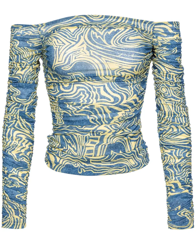 Pinko Schulterfreies Cropped-Oberteil mit Print - Blau Blau