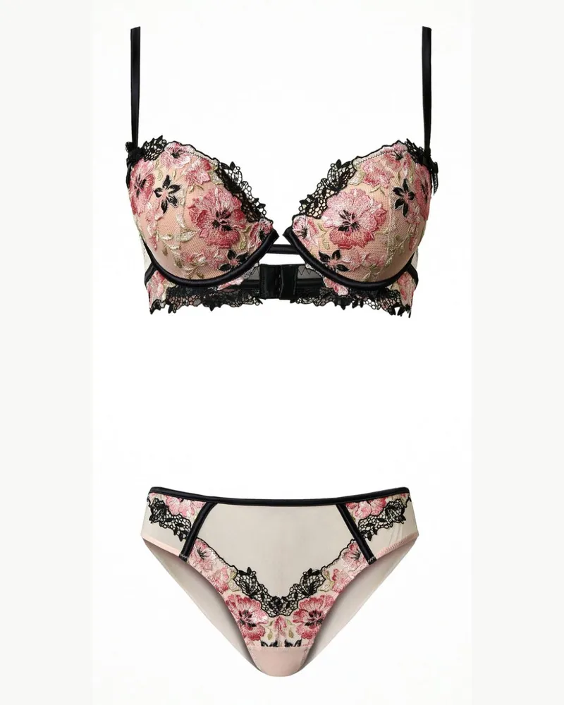 Twin-Set Push-up-BH mit Blumenstickerei - Nude Nude