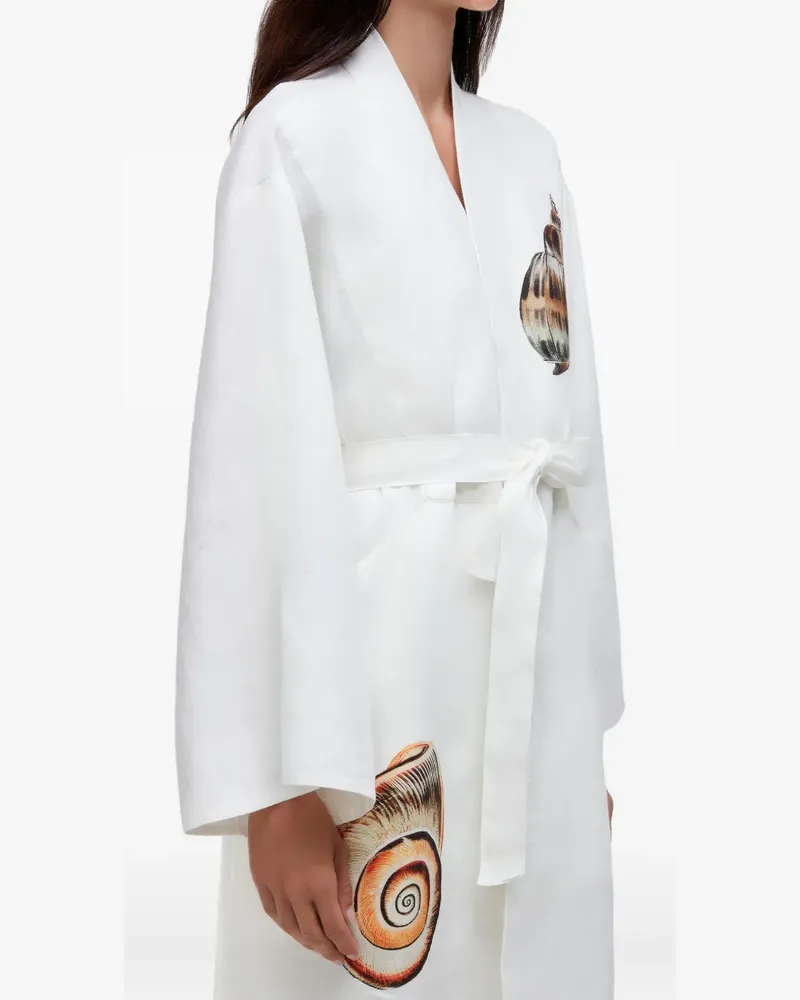 Osklen Concha Gürtel-Kleid mit Muschel-Print - Weiß Weiß