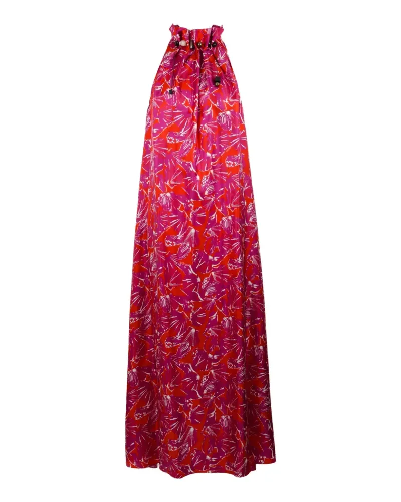 Max Mara maxi graphic-print halterneck dress - Rot Rot