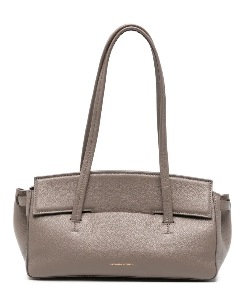 Liviana Conti Schultertasche aus gekörntem Leder - Nude Nude