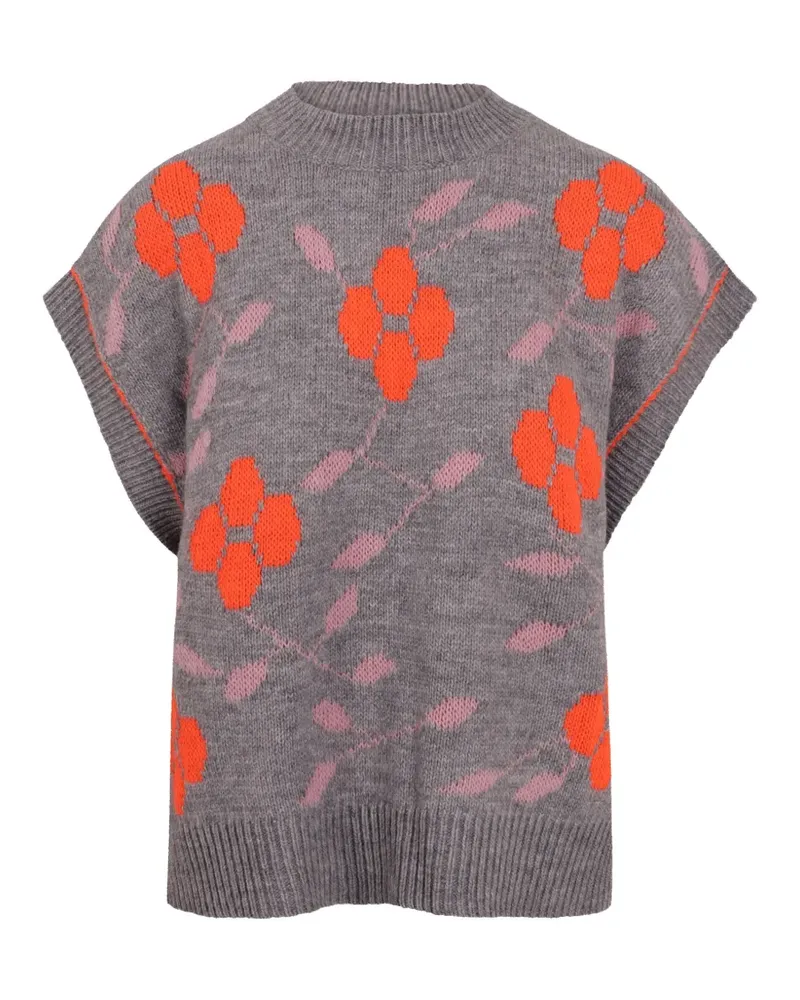 Essentiel Karre floral-intarsia knitted vest - Grau Grau