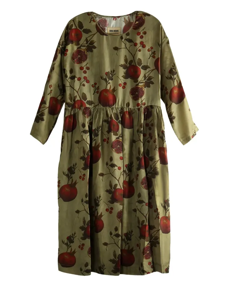 Uma Wang pomegranate-print midi dress - Grün Grün