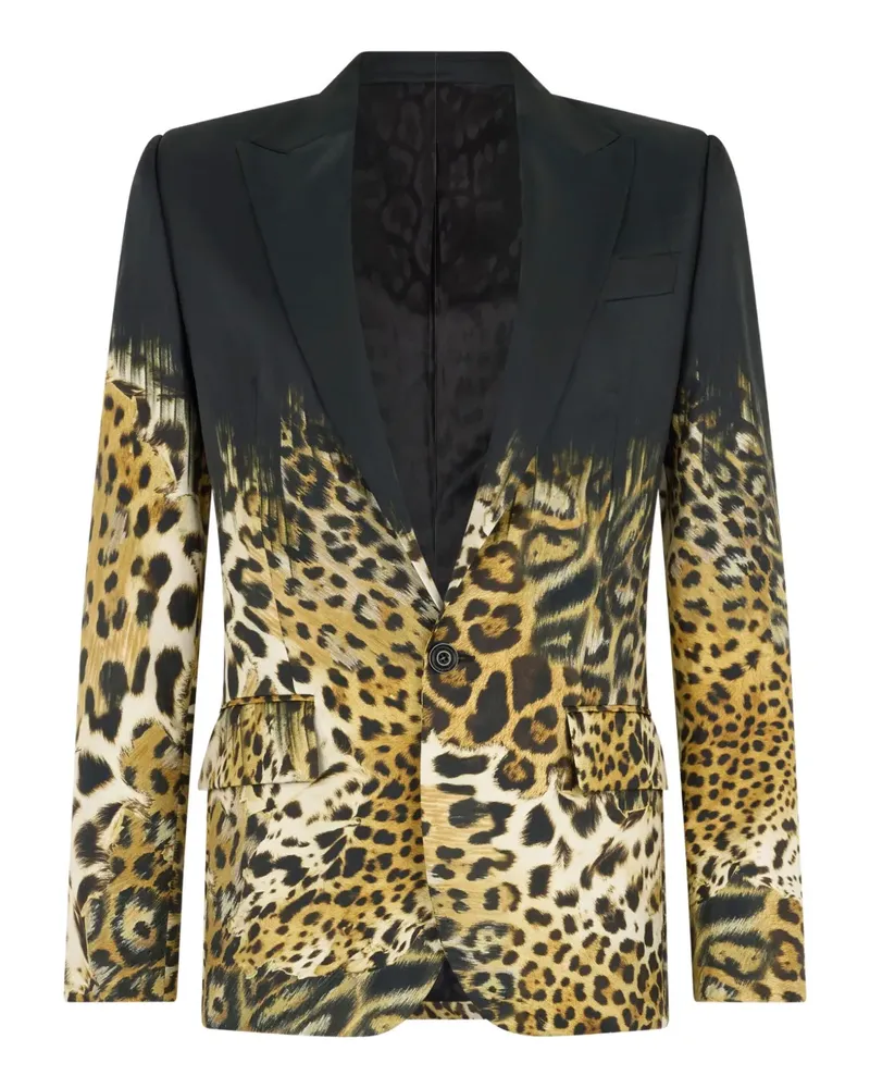 Roberto Cavalli Sakko mit Leoparden-Print - Schwarz Schwarz