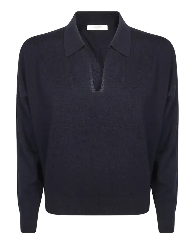 Incotex fine-knit V-neck polo sweater - Blau Blau