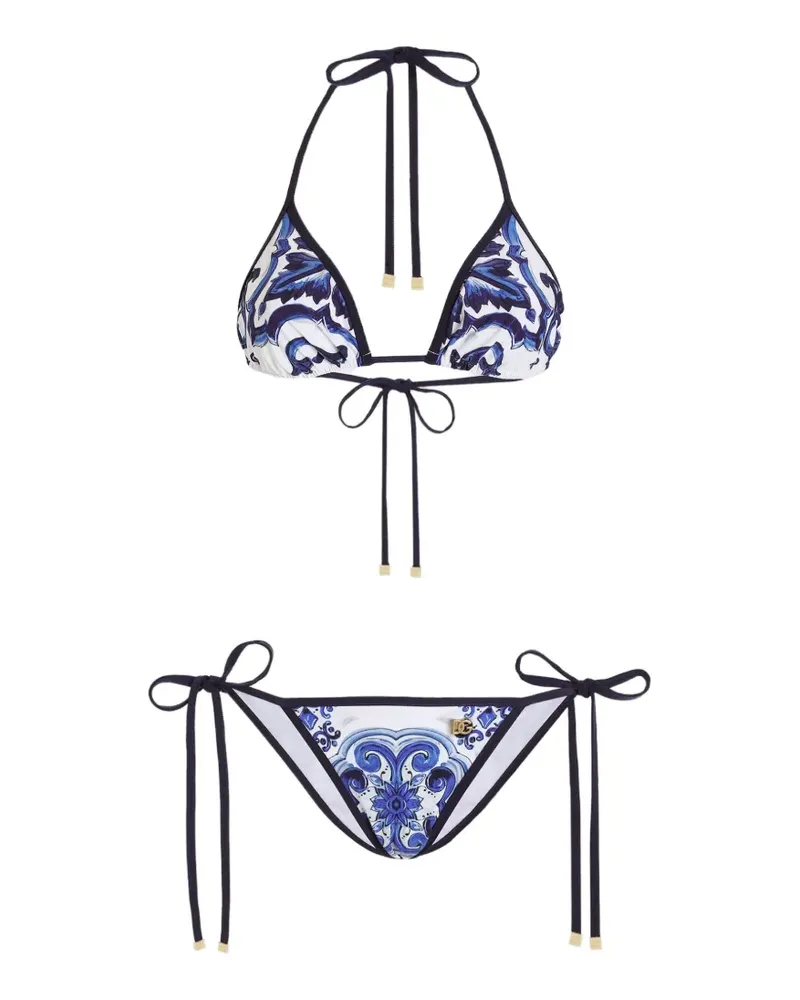 Dolce & Gabbana Bikini mit Majolica-Print - Weiß Weiß
