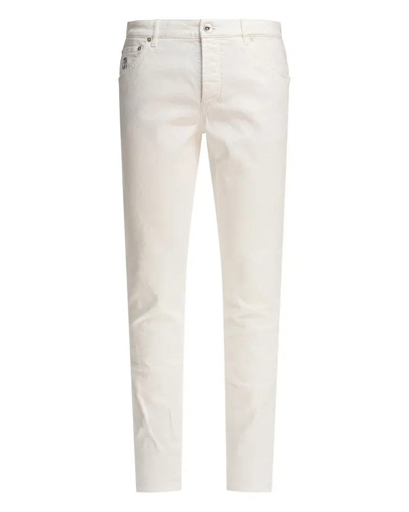 Brunello Cucinelli Hose mit Logo-Patch - Weiß Weiß