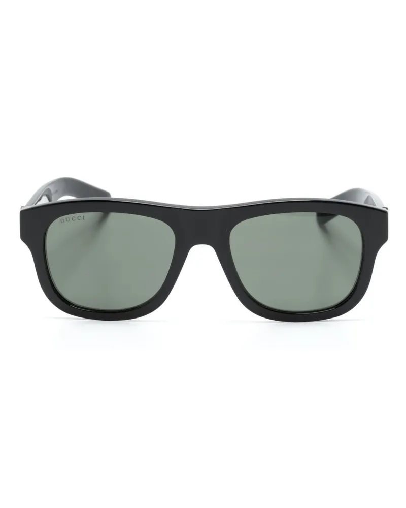Gucci Sonnenbrille mit eckigem Gestell - Schwarz Schwarz