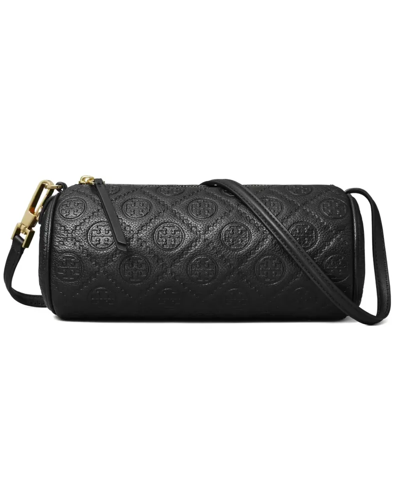 Tory Burch T monogram pebble cylinder bag - Schwarz Schwarz