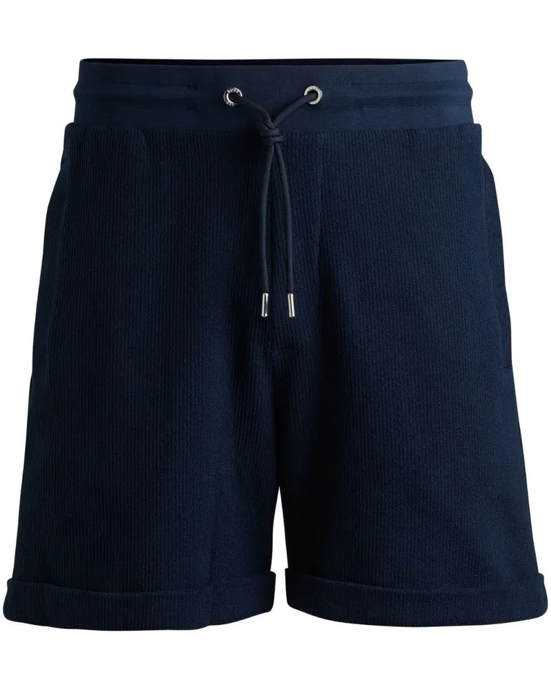 HUGO BOSS Gerippte Joggingshorts - Blau Blau