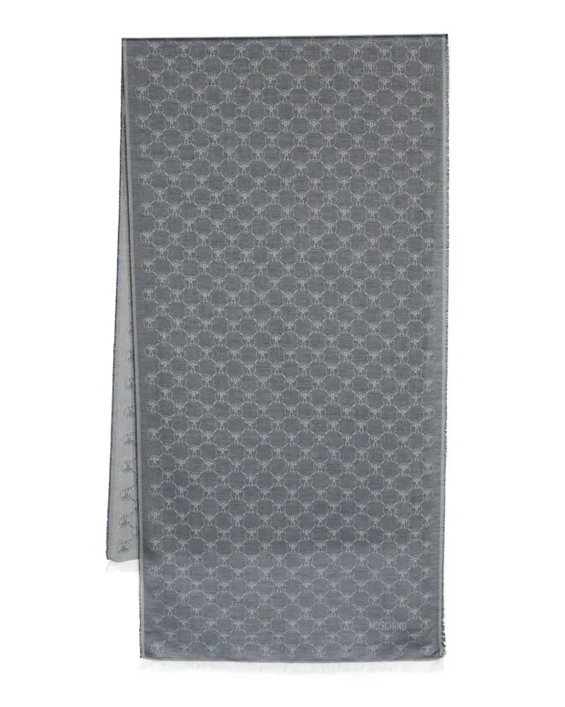Moschino Jacquard-Schal mit Logo - Blau Blau