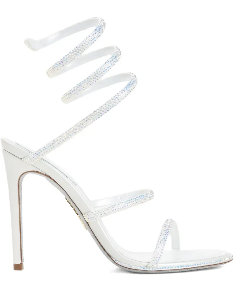 René Caovilla 105mm Cleo spiral-embellished satin sandals - Weiß Weiß