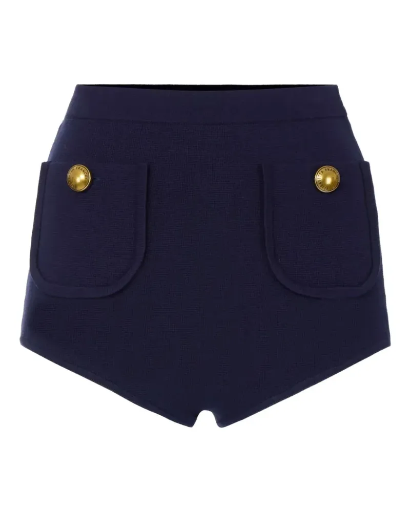 Elisabetta Franchi knit shorts with jewel buttons - Blau Blau