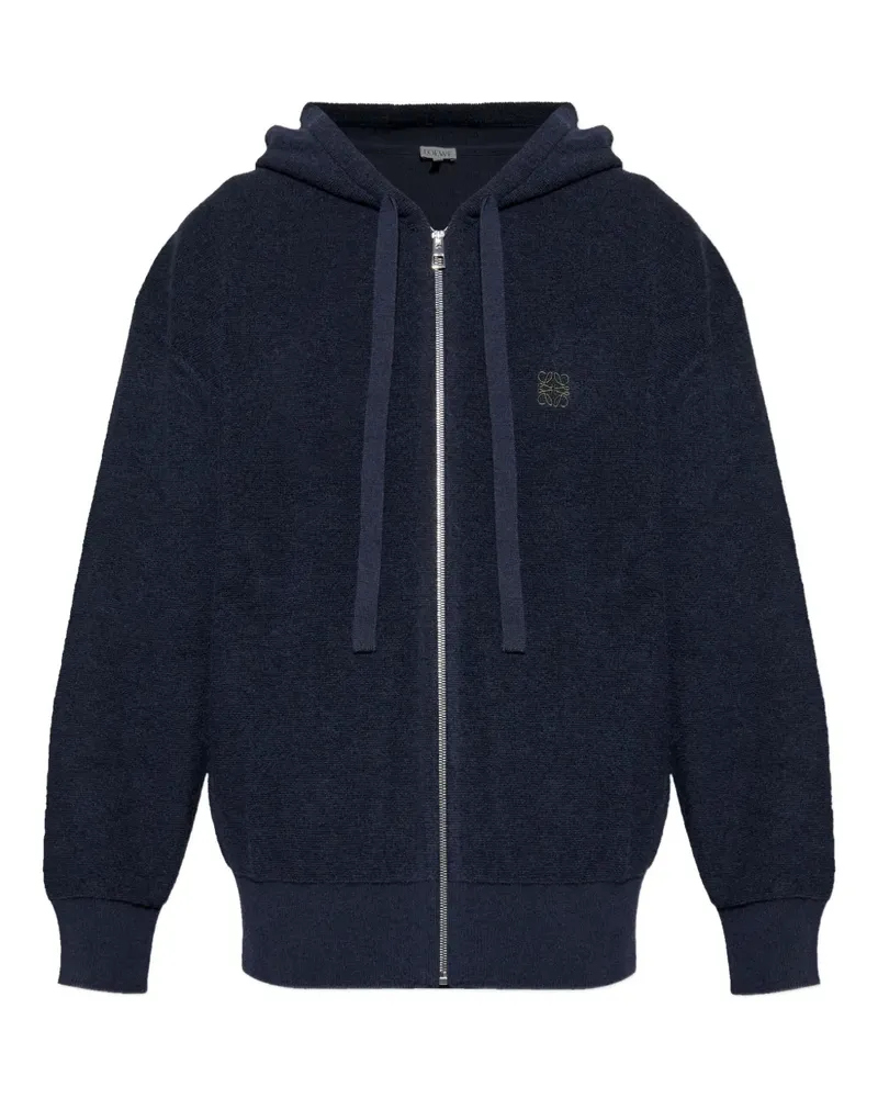 Loewe logo-embroidered hoodie - Blau Blau