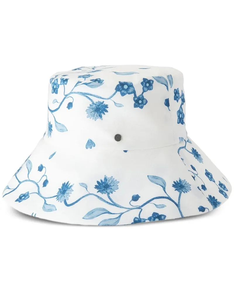 Maison Michel Charlotte Beuteltasche mit Blumen-Print - Weiß Weiß