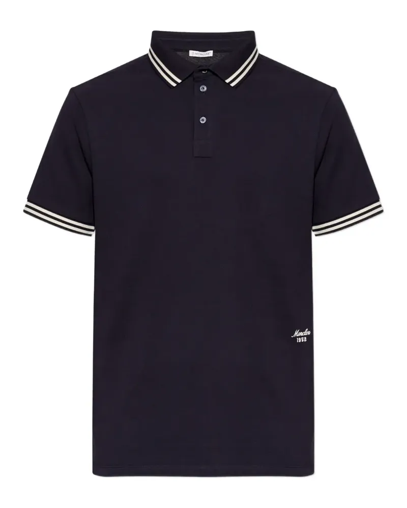 Moncler logo-embroidered polo shirt - Blau Blau