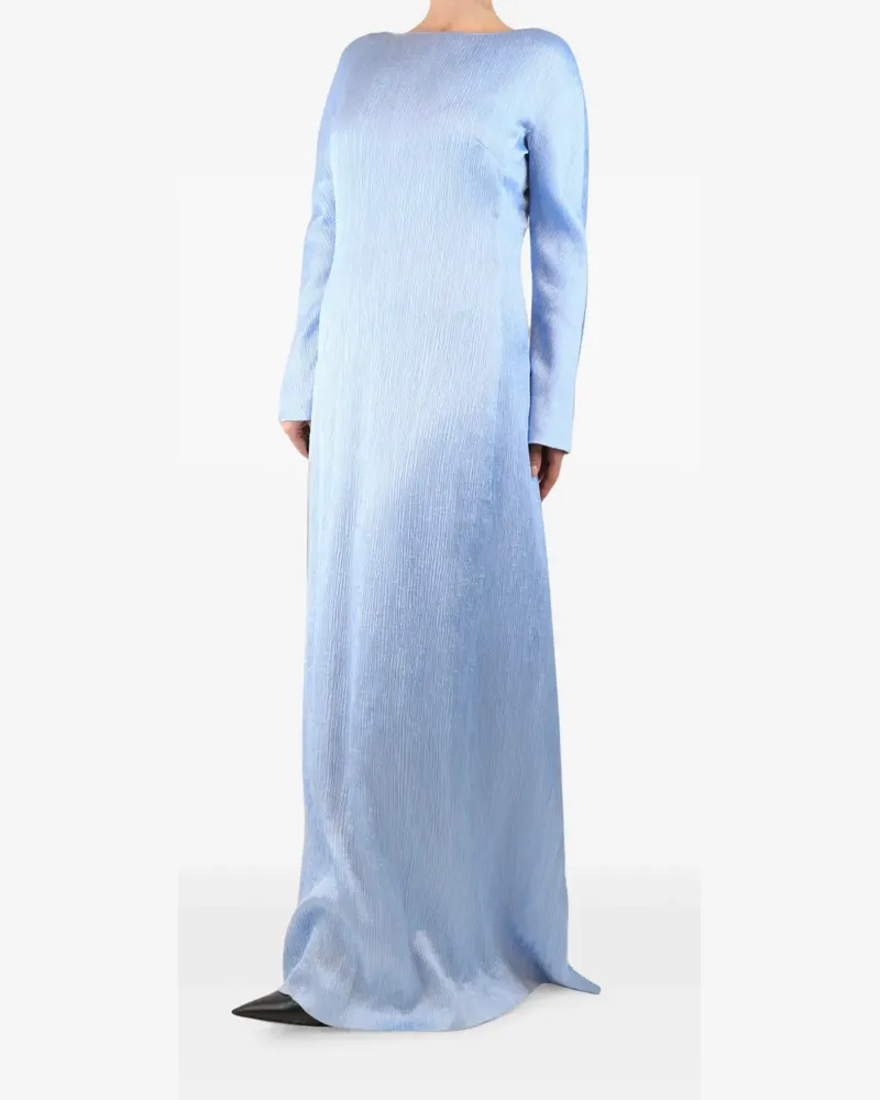 EMILIA WICKSTEAD plissé long-sleeve maxi dress - Blau Blau