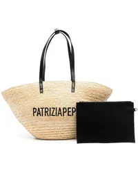 Patrizia Pepe Strandtasche mit Logo-Stickerei Nude