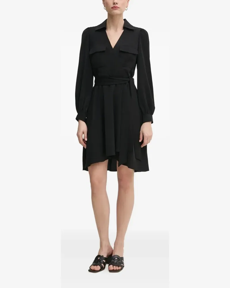 DKNY Gewickeltes Minikleid mit langen Ärmeln - Schwarz Schwarz