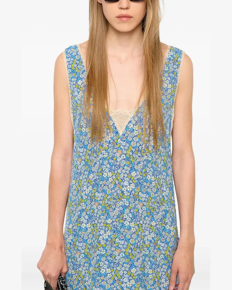 Zadig & Voltaire Renzo Midikleid mit Blumenprint - Blau Blau