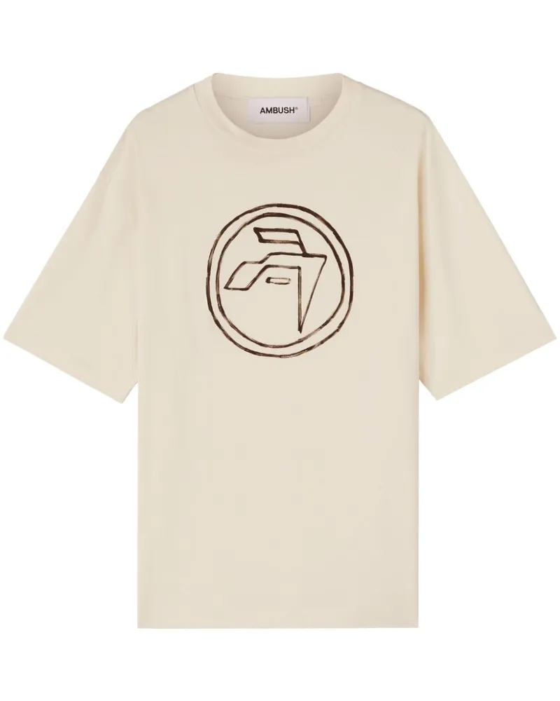 AMBUSH T-Shirt aus Bio-Baumwolle mit Emblem-Print - Nude Nude