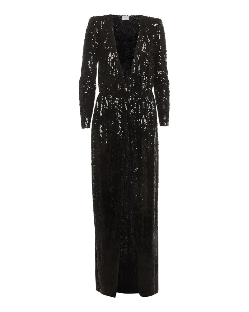 Elisabetta Franchi Wickelkleid mit Pailletten - Schwarz Schwarz