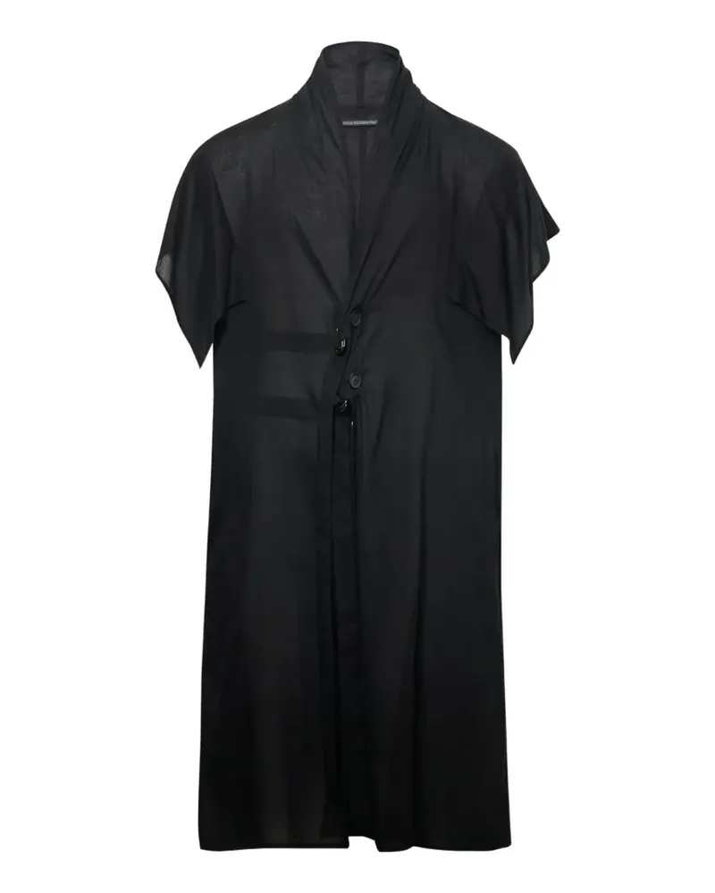 Yohji Yamamoto Geknöpfte Weste mit kurzen Ärmeln - Schwarz Schwarz