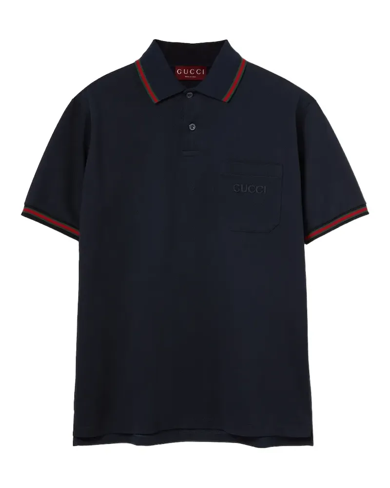 Gucci web-stripe logo-embroidered polo shirt - Blau Blau