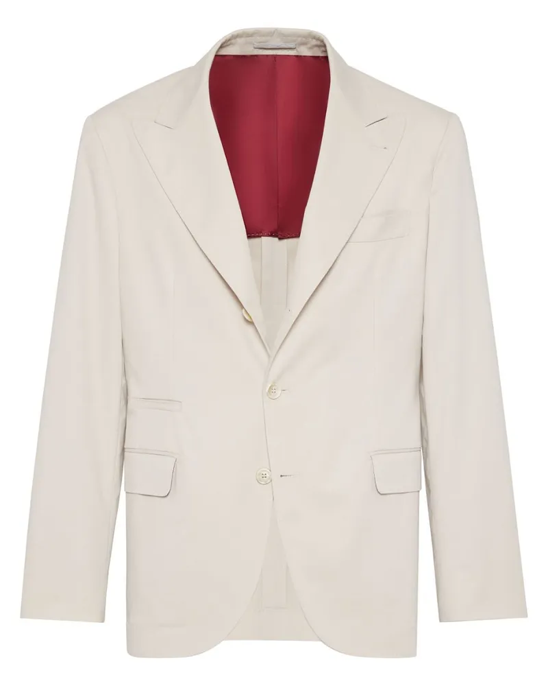 Brunello Cucinelli Dekonstruiertes Gabardine-Sakko mit großem Revers - Nude Nude