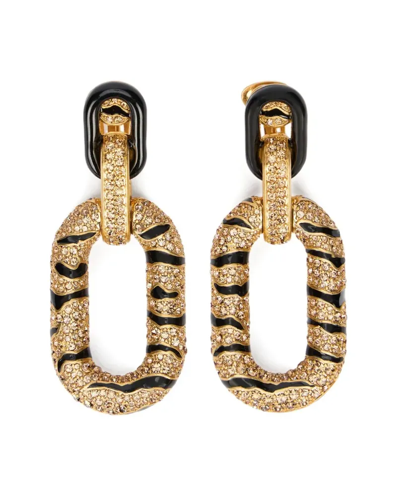 Roberto Cavalli Kristallverzierte Ohrringe mit Tigerstreifen - Gold Gold