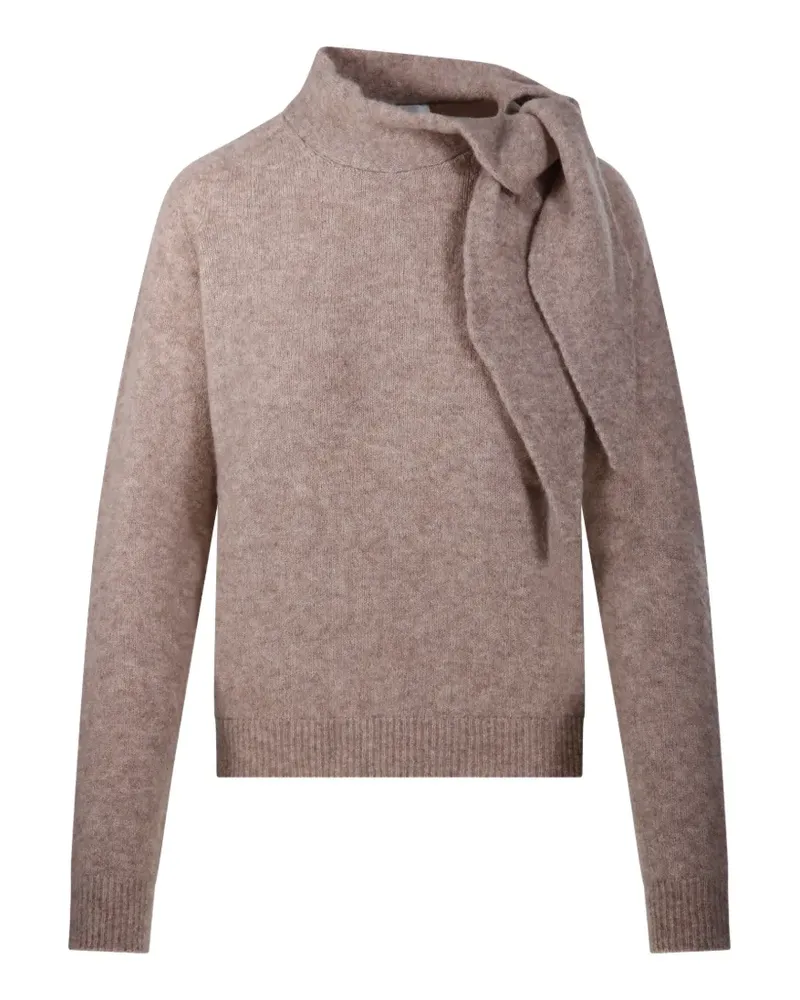 Roberto Collina tie-neck ribbed-detail sweater - Nude Nude