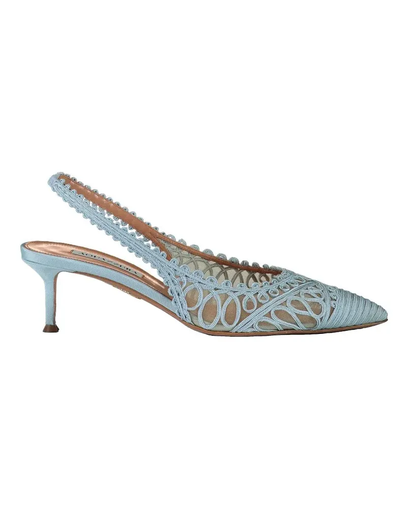 Aquazzura Kahlo crochet-knit slingback pumps - Blau Blau
