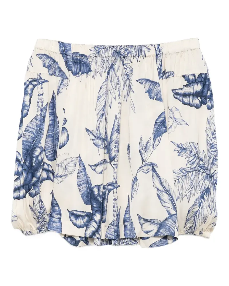 Clips leaf-print off-shoulder top - Nude Nude