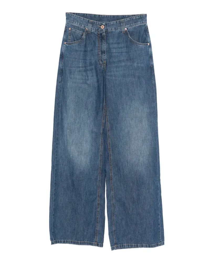 Brunello Cucinelli embellished-detail wide-leg jeans - Blau Blau