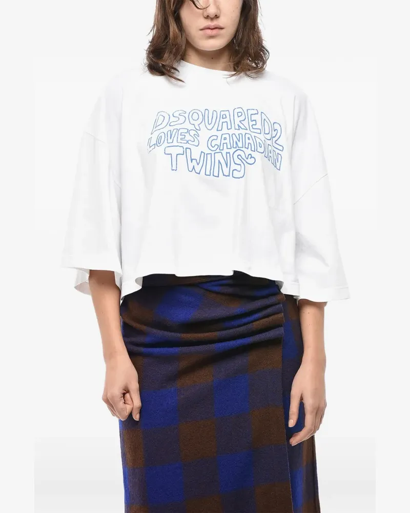 Dsquared2 logo-print cropped top - Weiß Weiß