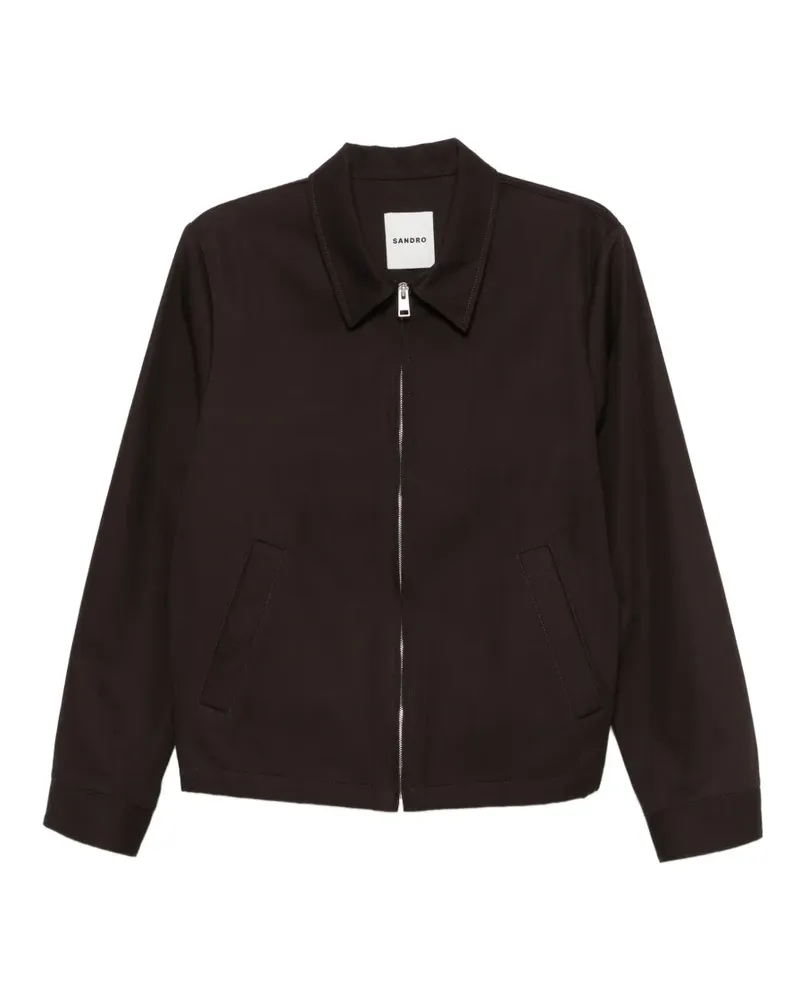 Sandro Reißverschluss-Jacke mit Flügelkragen - Braun Braun