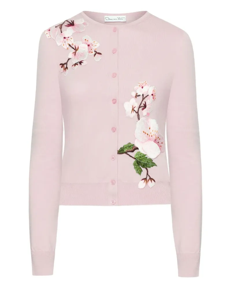 Oscar de la Renta Cardigan mit Blumenverzierung - Rosa Rosa