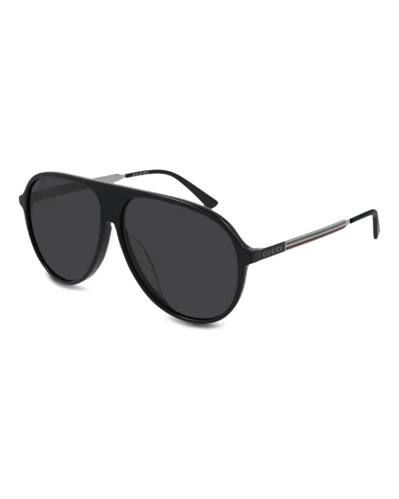 Gucci Web-stripe pilot-frame sunglasses - Schwarz Schwarz