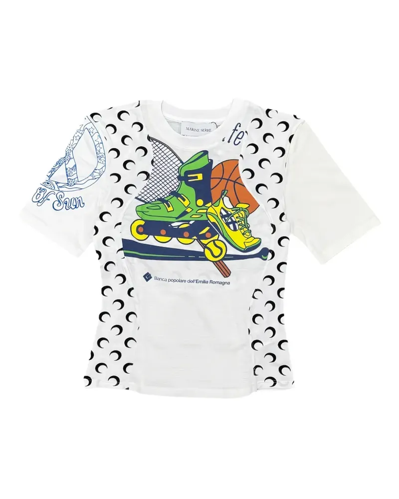 Marine Serre T-Shirt mit Mond-Print - Weiß Weiß