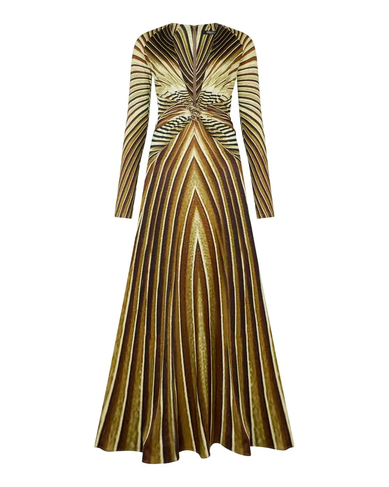 Roberto Cavalli iside-print long-sleeve maxi dress - Nude Nude