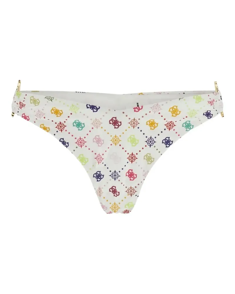 Guess monogram-print ring-detail bikini bottoms - Weiß Weiß