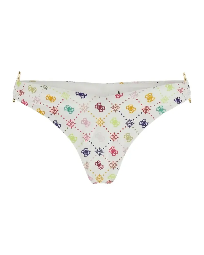 Guess monogram-print ring-detail bikini bottoms - Weiß Weiß