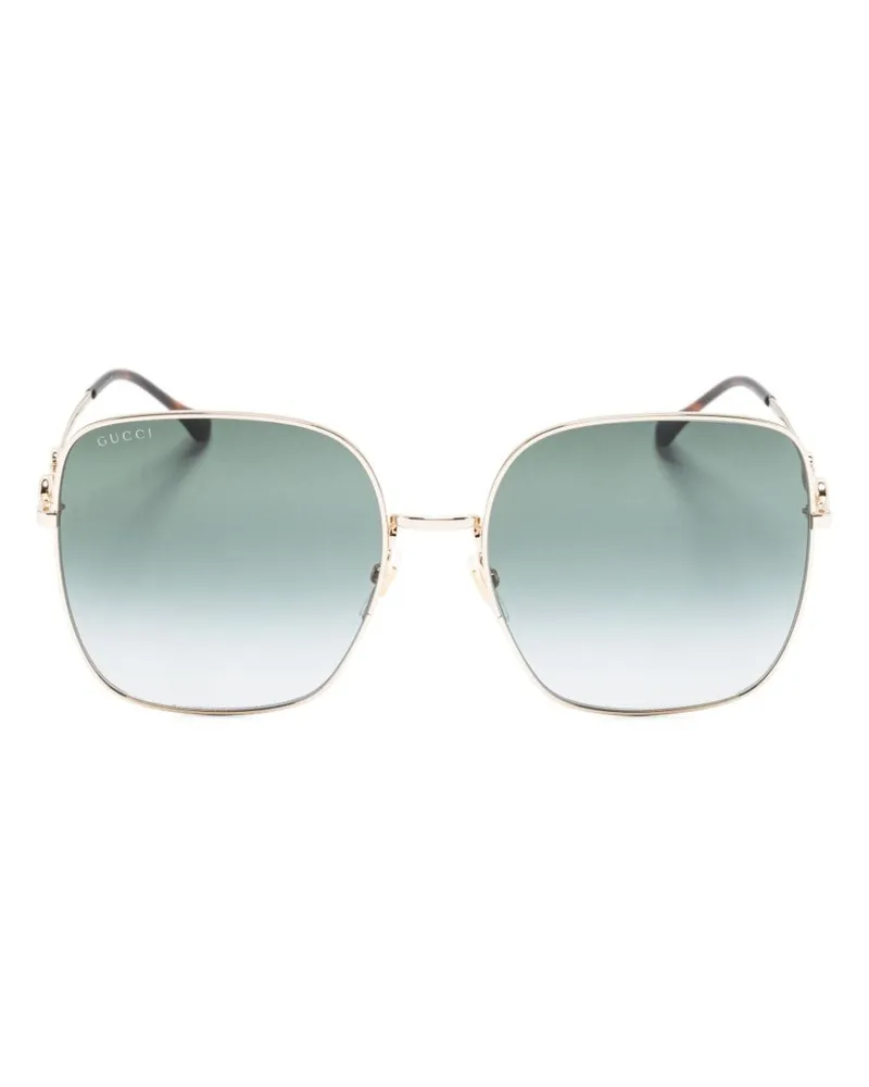 Gucci Eckige Sonnenbrille mit Horsebit - Gold Gold