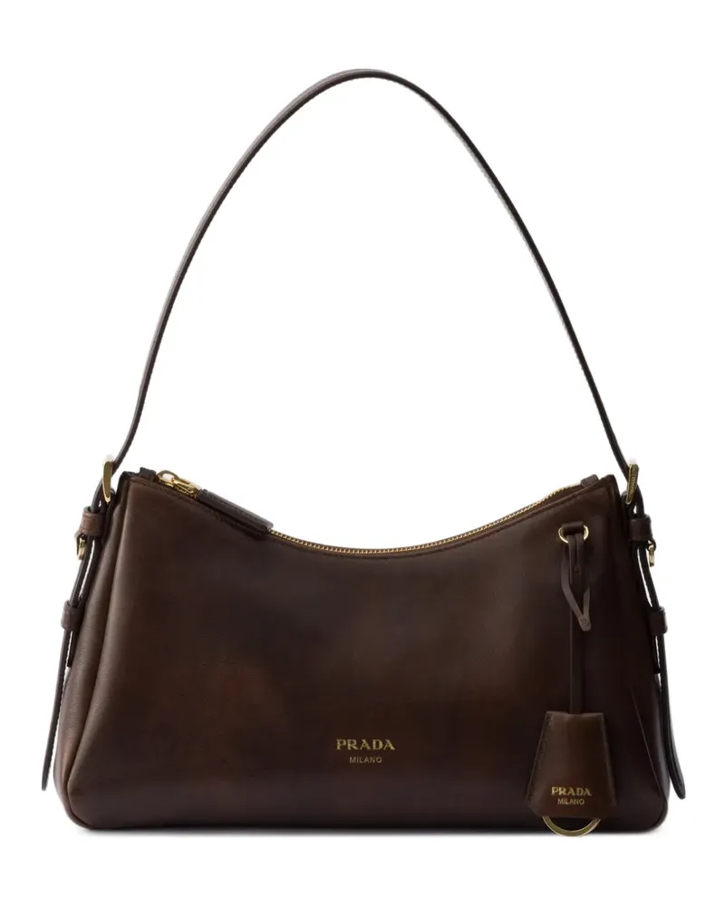 Prada Mittelgroße Aimée Schultertasche aus Leder - Braun Braun