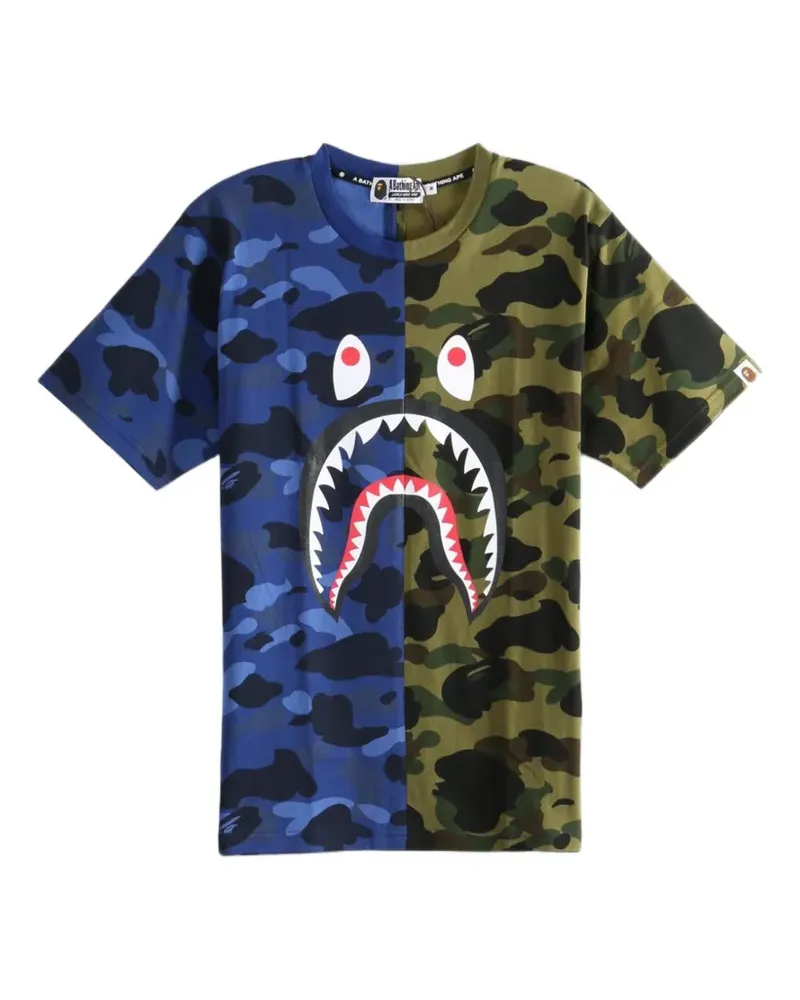BAPE Shark camouflage-print T-shirt - Blau Blau
