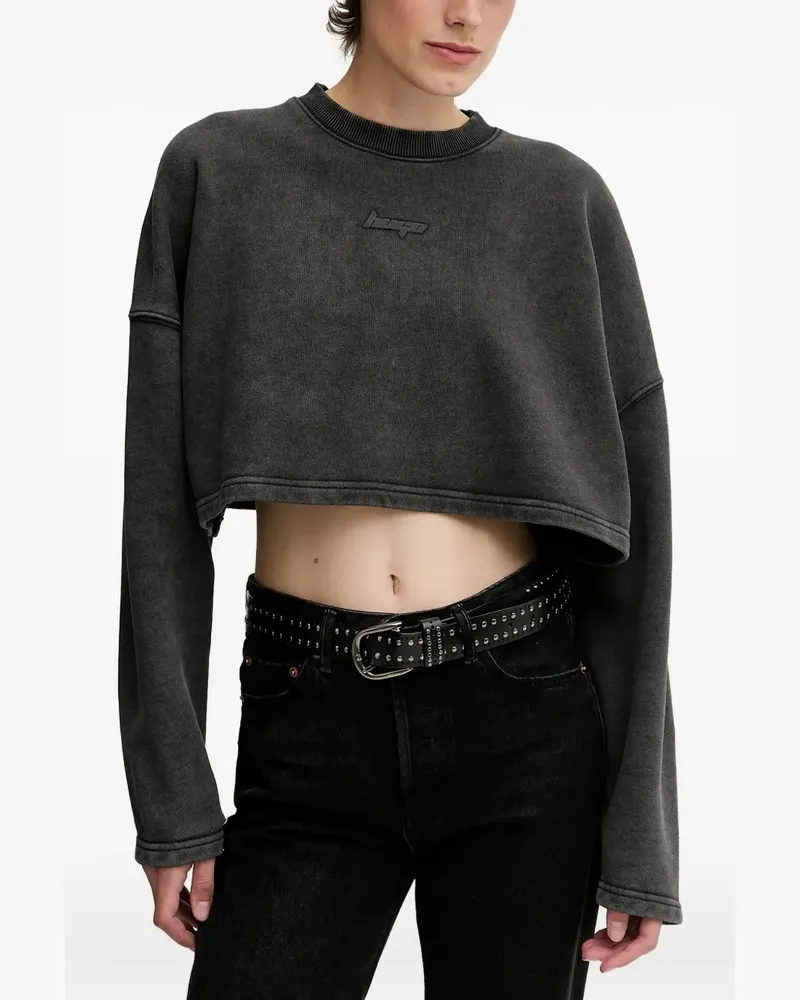 HUGO BOSS Cropped-Sweatshirt mit Logo-Stickerei - Schwarz Schwarz